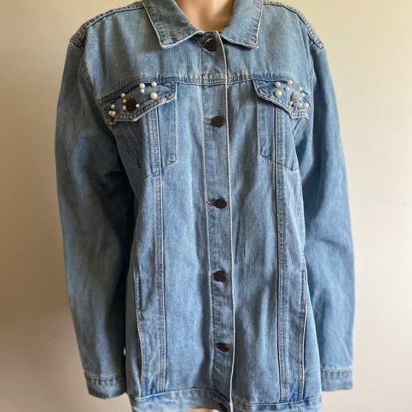 One5One Pearled Denim Light Blue Jacket EUC - Picture 4 of 15